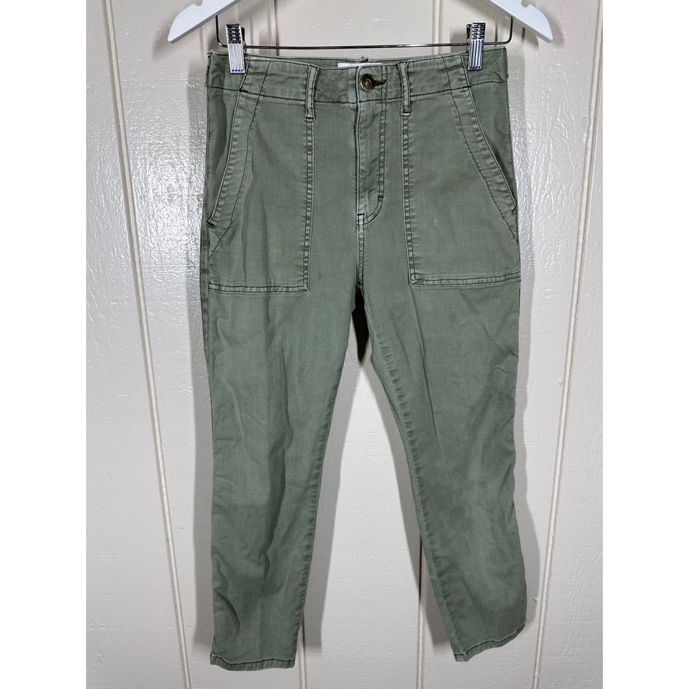 Pistola Pants Womens 27 Green Cargo Slim Utility High Rise Cropped 7762